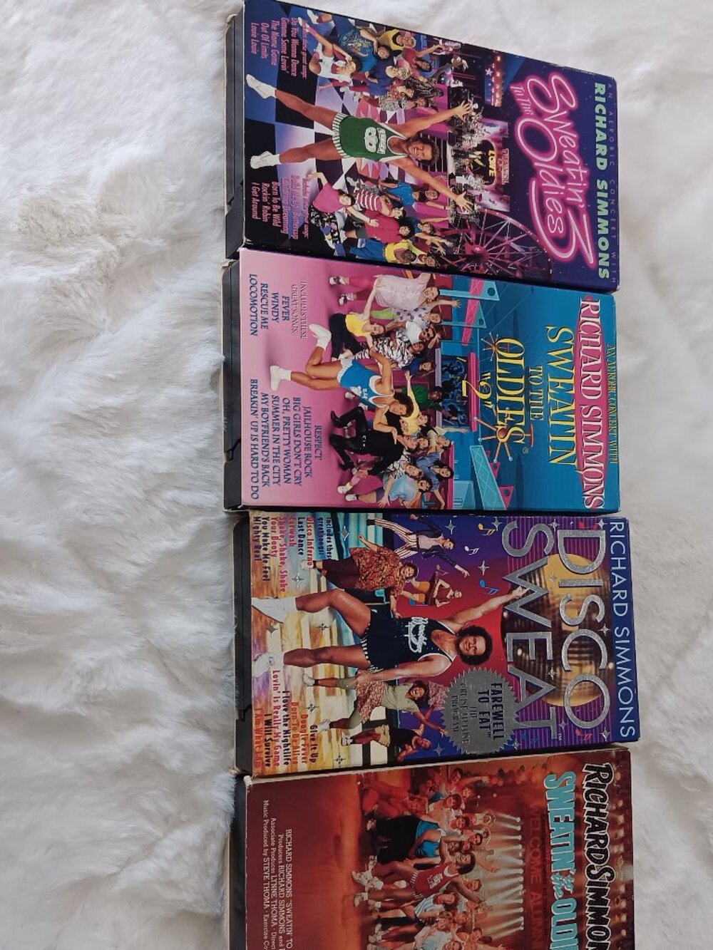 Lot of 4 VHS Tapes- Sweatin To The Oldies 1-2-3 & Disco Sweat